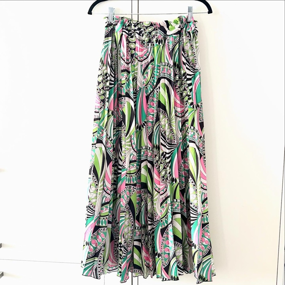 Pleated Maxi Geometric Skirt by Vivian Shyu